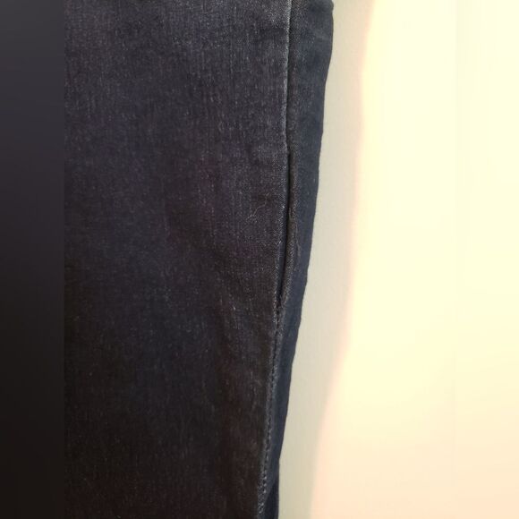 Dark Blue Denim Pull On Ankle Skinny Jeans Gold Exposed Zipper Detail Stretchy - Picture 7 of 9